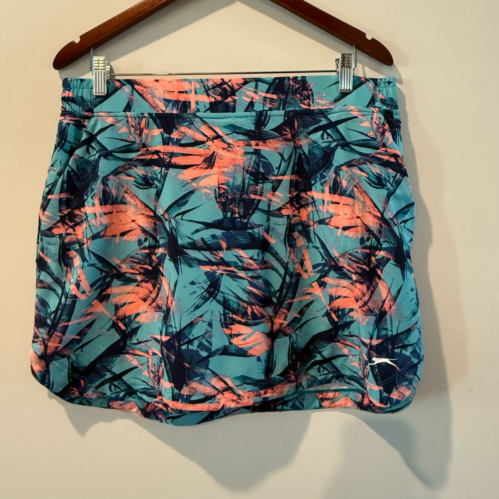 Slazenger Teal and Coral Golf Skirt Size L
